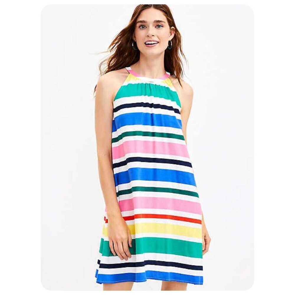 !! LOFT Striped Sleeveless Halter Dress sz M